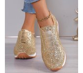Zapatillas deportivas para mujer nuevas para exteriores, zapatillas planas informales de malla con destellos, zapatos vulcanizados con lentejuelas para mujer, zapatillas deportivas con cordones para mujer 37