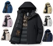 Chaqueta gruesa con capucha de invierno para hombre, resistente al viento, impermeable, cálida, de longitud media, abrigo informal con cremallera para hombre S