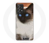 Coque pour Samsung Galaxy A52 Chat Siamois Noir et blanc Yeux Bleus