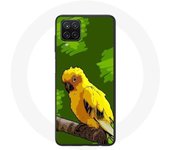 Coque pour Samsung Galaxy A22 4G Oiseaux de Perruches jaune Fond Vert
