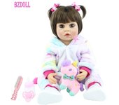 BZDOLL-Muñeca de juguete Reborn de silicona de 55cm, juguete de baño de princesa recién nacido de 22 pulgadas, regalo de cumpleaños para niños 55cm, Brown eyes