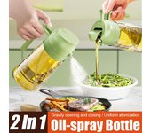 Botella pulverizadora de aceite de plástico 2 en 1 de 500 ml, dispensador de aceite para barbacoa, picnic, hornear, freír al aire, horno, camping, herramienta de cocina.
