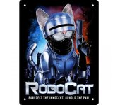Placa Robocat de hojalata de gatos de terror 20cm x negro