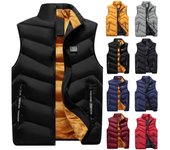 Hombres Otoño Invierno Moda Stand Collar Color Chaleco Chaleco Chaqueta Top Coat XL rojo