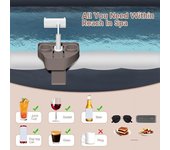 Mesa de bandeja ajustable para jacuzzi con portavasos y soporte para teléfono para la mayoría de piscinas inflables y spas. Accesorios esenciales para jacuzzis para adultos. gris