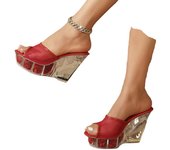 Zapatillas de tacón alto para discoteca con cuña de 10CM para mujer, zapatos de baile en barra con parte inferior de cristal LFD-1101-36 34 color rosa