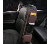 Bolsa organizadora lateral de cuero PU para asiento de automóvil, soporte de almacenamiento de malla para interior de automóvil, para taza, bebida, teléfono, bolsillo para guardar y ordenar el automóvil rojo vino