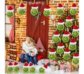 Paquete de 12 adornos navideños para árbol de Navidad con pelo verde, bonitos accesorios de decoración One Size