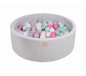Piscina de bolas redonda con bolas MeowBaby® Baumwolle, Hellgrau 90x30 cm