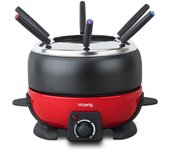 H.Koenig ALP1800 Fondue, capacidad de 2 l, 800 W, 2 litros, Acero, Rojo