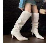 Zapatos de mujer en oferta 2024, botas de mujer a la moda sin cordones, botas de otoño con punta puntiaguda, tacones altos sexis sólidos o finos 35 marrón claro