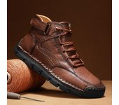 Botas de tobillo para hombre Zapatos de felpa hechos a mano Zapatos casuales Otoño e invierno Tallas grandes 39-48 43 negro