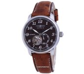 Zeppelin LZ127 Graf Open Heart Leather Automatic 7666-4 76664 Reloj Hombre negro