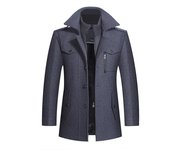 Gabardina de invierno para hombre, chaquetas de moda para hombre, versión de chaqueta de lana para hombre, abrigo de lana cálido con cuello doble S negro
