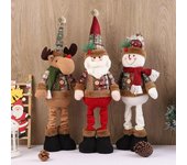 Muñeco de Navidad retráctil de pie, muñeco de nieve, Papá Noel, reno, adornos hechos a mano, decoración navideña para el hogar, decoración de la habitación del árbol A