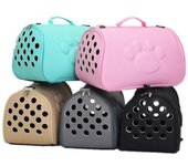 Bolsa plegable portátil para mascotas con agujeros para viajes de perros y gatos al aire libre S color rosa
