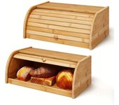 1 caja de pan de bambú con tapa enrollable, caja grande para almacenar pan, soporte para pan para encimera de cocina, recipiente para pan