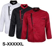 Chaqueta de Chef de manga larga para restaurante, abrigo de cocinero, ropa de cocina para hombres y mujeres, uniforme de camarero de pastelería y panadería XXXXL blanco