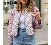 Chaquetas y abrigos de manga larga para otoño e invierno con estampado floral informal vintage para mujer de GMXIA XS