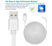 Cable de alimentación de carga compatible con Arlo Pro, Arlo Pro 2, Arlo GO, resistente a la intemperie, plano para interiores y exteriores 9M blanco