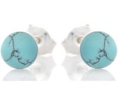 Les Trésors De Lily [R5586] - Boucles d'oreilles Argent artisanales 'Meghan' turquoise argenté (rhodié) - 6 mm