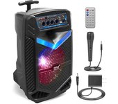 Altavoz inalámbrico de 400 W con peso para exteriores, altavoz de sistema PA portátil con subwoofer de 8 pulgadas y altavoz de karaoke de grabación de 1 pulgada, recargable para fiestas de DJ