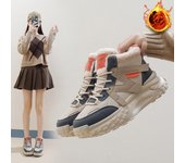 Botas de nieve informales para mujer, botines de plataforma gruesa con cordones antideslizantes, forro de piel sintética, botas cortas deportivas cálidas de invierno, zapatillas para caminar para mujer 35 marrón claro