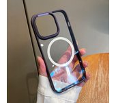 Funda de teléfono transparente a prueba de golpes con lente de Metal de carga inalámbrica magnética de lujo para Iphone 14 13 12 Pro Max cubierta con Magsafe For iPhone14 Pro Max azul