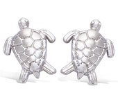 Les Trésors De Lily [N7114] - Boucles Argent 'Tortue' argenté (rhodié) - 12x10 mm plata
