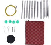 Juego de 10 pares de agujas circulares intercambiables con diseño ergonómico y botones tipo P