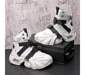 Botas deportivas altas para hombre con suela gruesa, que aumentan la altura, cómodas, impermeables, antideslizantes, con hebilla y cinturón, resistentes al desgaste 39 negro