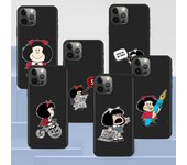 Funda de teléfono para Apple Iphone 14 11 13 Pro Max 12 Mini Xr 7 8 + Se 2020 Xs 6 6s Plus, funda negra de silicona con dibujos de Mafalda iPhone 6(6s)