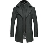 Abrigo de Lana de Otoño e Invierno Chaqueta de Gabardina de Lana Gruesa Delgada de Talla Grande para Hombre M rojo