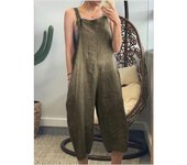 Mono largo sin mangas para mujer, pantalones de pierna ancha, tirantes con bolsillos, mono holgado informal plisado, monos de talla grande M azul marino