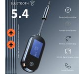 Transmisor Receptor de Audio Bluetooth 5.4 2 En 1 Conector AUX de 3.5 mm Adaptador Inalámbrico para Avión Micrófono Para TV Kit de Coche Altavoz PC Auriculares