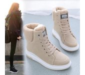 Botas de mujer Botines cálidos de felpa de PU Zapatos de invierno para mujer Zapatillas de deporte Zapatos planos con cordones para mujer Botas de nieve cortas para mujer 35 negro