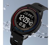 Skmei Reloj digital 2348 para hombre y mujer con retroiluminación, resistente al agua hasta 50 m, hora mundial, alarma diaria. negro/blanco