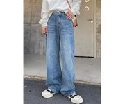 Vaqueros rectos de otoño para hombre, lavados, informales, de marca, modernos, con diseño urbano, resistentes y elegantes, con pliegues retro, largos hasta el suelo. S azul claro