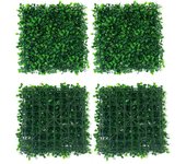 Simulación de pared de plantas de Milán de 25 x 25 cm, fondo verde, decoración de pared, césped falso 25*25 Milan (81 heads)
