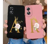 Funda con letras bonitas para OPPO A1 Pro A5 A9 2020 A15 A16 A17 A52 A53, funda protectora cuadrada de silicona suave, parachoques con letras rosas para teléfono OPPOA17 OPPO A1 5G
