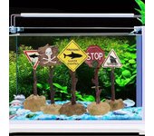 5 piezas de adornos de resina para decoración de acuarios, señal de advertencia de tiburón artificial, accesorios de paisajismo para fondo de acuario de pecera 5pcs