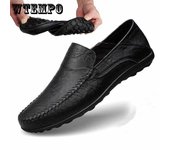 Zapatos informales de verano para hombre, zapatos planos negros ligeros y cómodos, mocasines, calzado de cuero 38