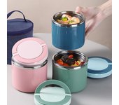 Fiambrera termo portátil de acero inoxidable con aislamiento, cubo sellado a prueba de fugas, fiambrera para estudiantes, caja Bento redonda multicapa 630ML color rosa