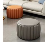 Taburetes pequeños, taburetes bajos para el hogar, taburetes redondos, taburetes para zapatos, bancos, salas de estar, mesas de café, sofás, madera maciza, taburetes de cuero duraderos Beige 28*20