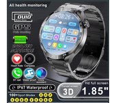 Reloj inteligente original nuevo 2025 PLUS con pantalla AMOLED, multifunción, GPS, brújula, NFC, control del ritmo cardíaco, sueño, llamadas Bluetooth Silicone negro