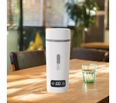 Hervidor de agua eléctrico portátil, hervidor de agua personal para viajes de campamento en automóvil, color blanco blanco
