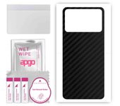 apgo Protective Skin Sticker for the back compatible with Xiaomi Poco X4 Pro, Wrap Film, Foil, Vinyl - Pattern Carbon Black