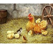 Pintura de diamante 5D, taladro redondo completo, granja, pollo, bordado de diamantes, punto de cruz 20X30CM