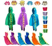 Disfraces de Halloween para niños Capa de cosplay para fiesta Color brillante Diseño 3D Máscara facial con capucha Traje de animal liso y suelto Capa de dinosaurio Accesorios de disfraces de maquillaje verde