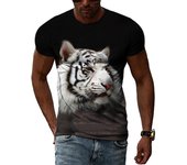 Primavera Verano Tops Hombres Ropa de talla grande Animal Camiseta con estampado 3D Pareja Tigre Patrón Camisetas O Cuello Manga corta Top Camisas transpirables para hombre XS